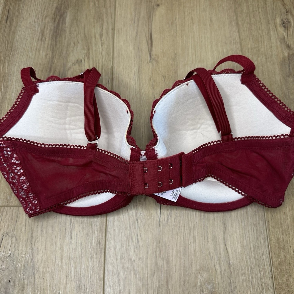 NWOT Victorias Secret Dream Angels 34DD Push Up Wine Red Lace Padded - Picture 2 of 5